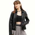 Luna 01 Women's Black Racer Style Leather Jacket