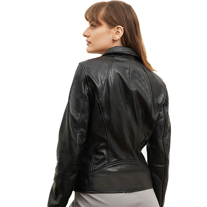 Luna 01 Women's Black Racer Style Leather Jacket