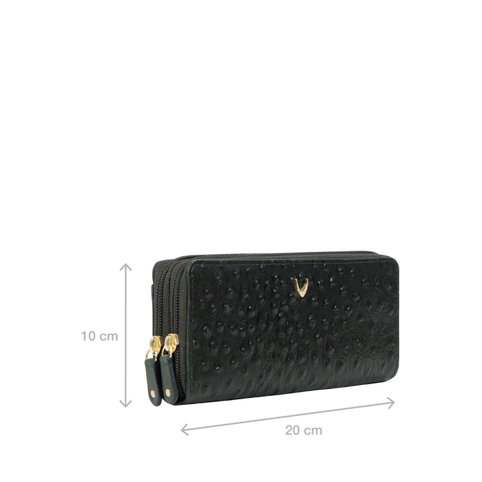 Lunara W1 Green Leather Double Zip Around Wallet