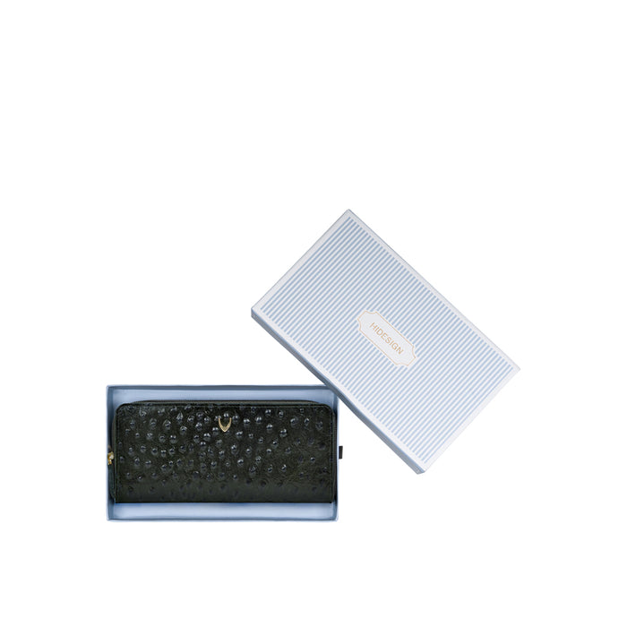 Lunara W1 Green Leather Double Zip Around Wallet