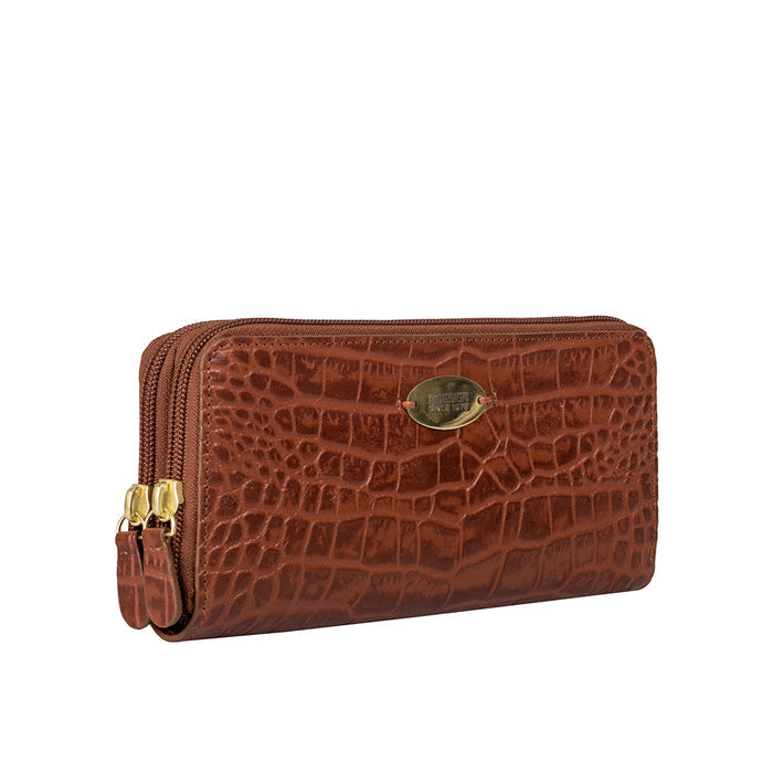 Mackenziew3 Sb Tan Leather Double Zip Around Wallet