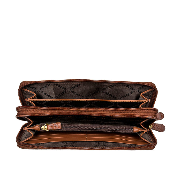 Mackenziew3 Sb Tan Leather Double Zip Around Wallet