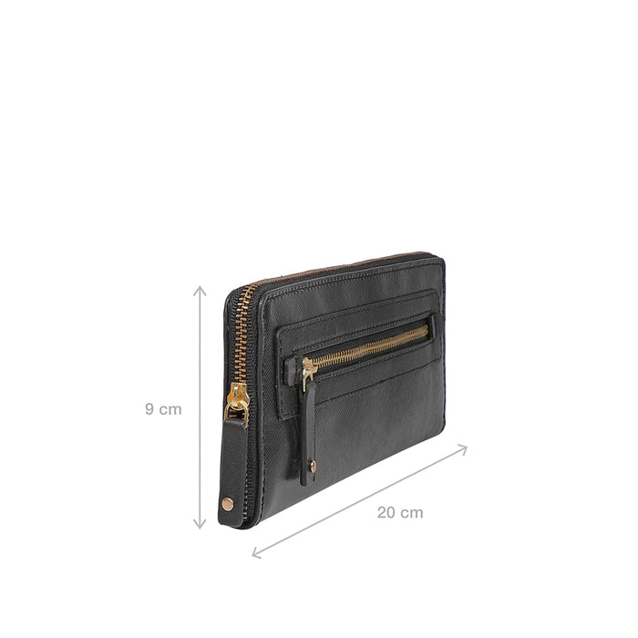 Maine W1 Black Leather Zip Around Wallet