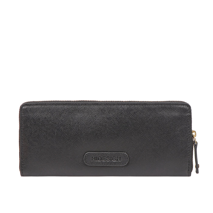 Maine W1 Black Leather Zip Around Wallet