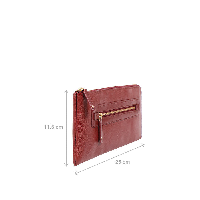 Maine W3 Red Leather Zip Around Wallet