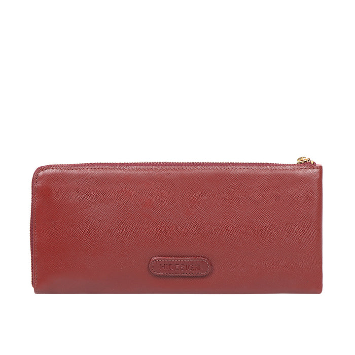 Maine W3 Red Leather Zip Around Wallet