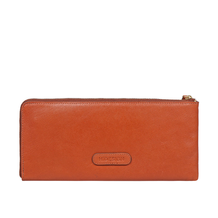 Maine W3 Tan Leather Zip Around Wallet