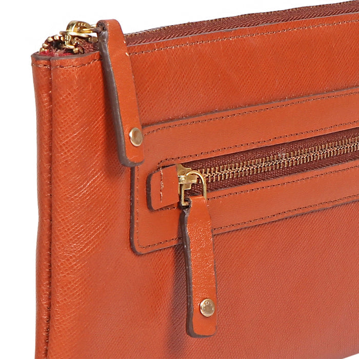 Maine W3 Tan Leather Zip Around Wallet