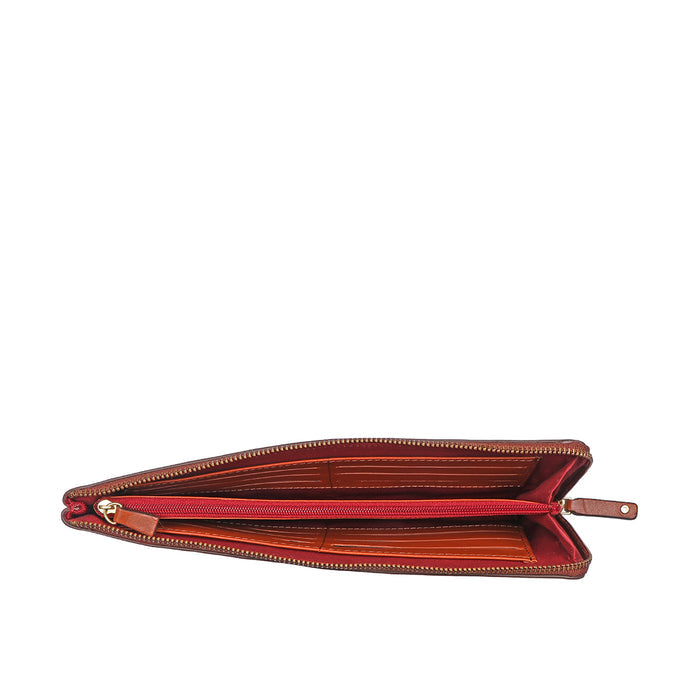 Maine W3 Tan Leather Zip Around Wallet