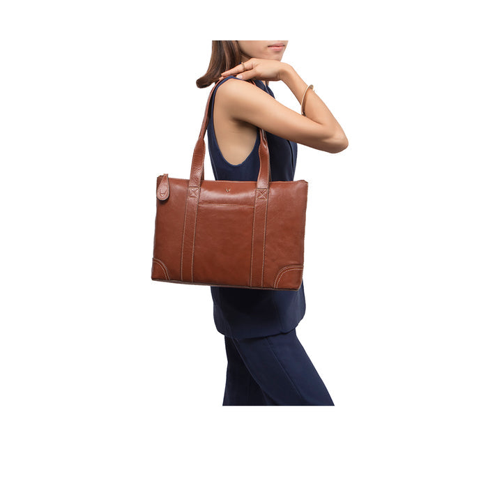 Malina 02 Tan Leather Tote Bag