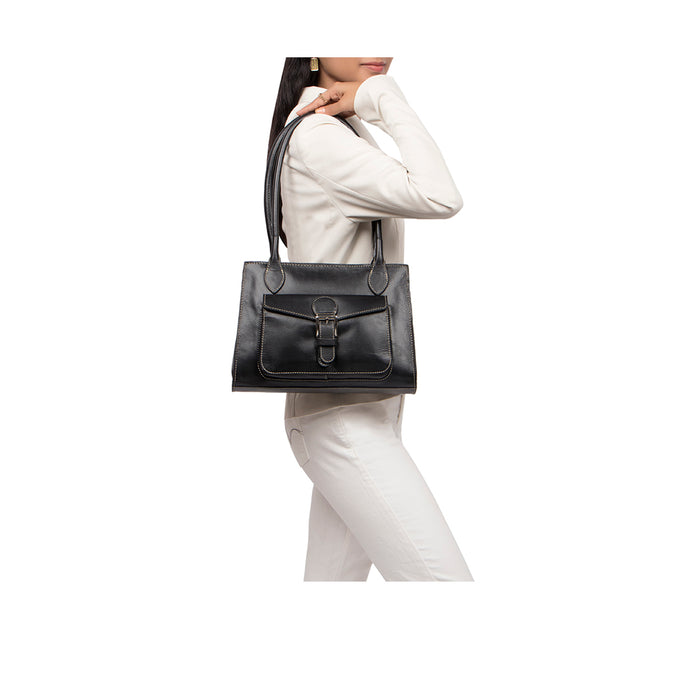 Malina 08 Black Leather Tote Bag