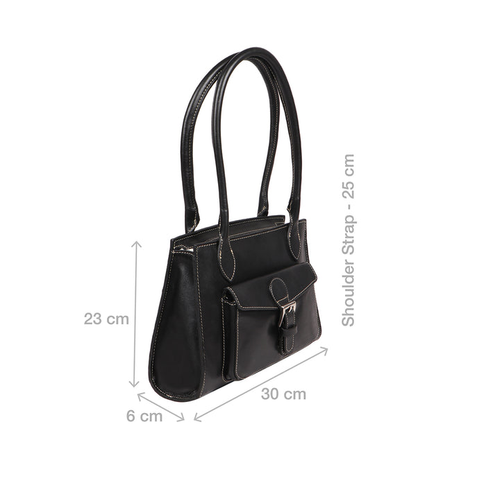 Malina 08 Black Leather Tote Bag