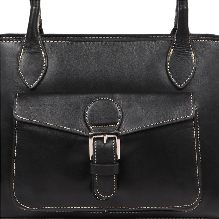 Malina 08 Black Leather Tote Bag