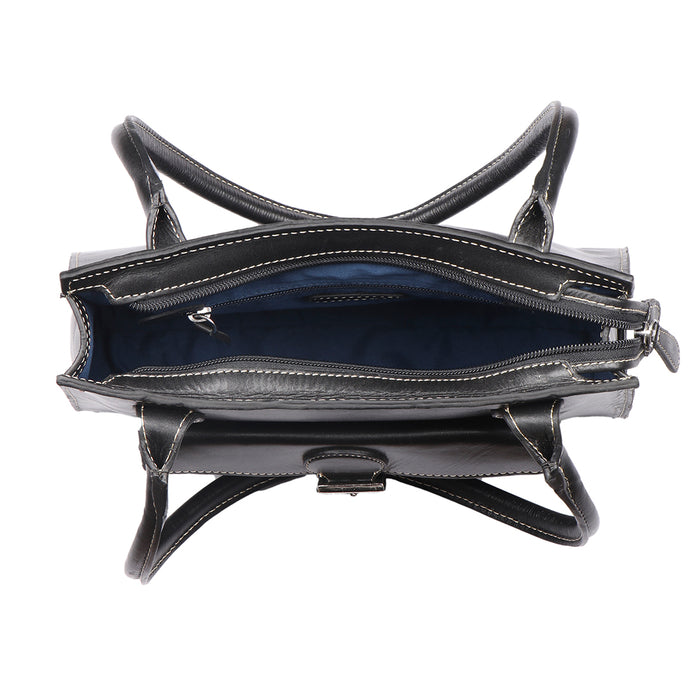 Malina 08 Black Leather Tote Bag