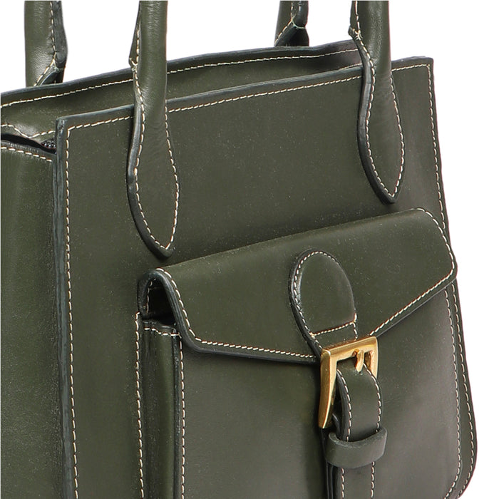 Malina 08 Green Leather Tote Bag