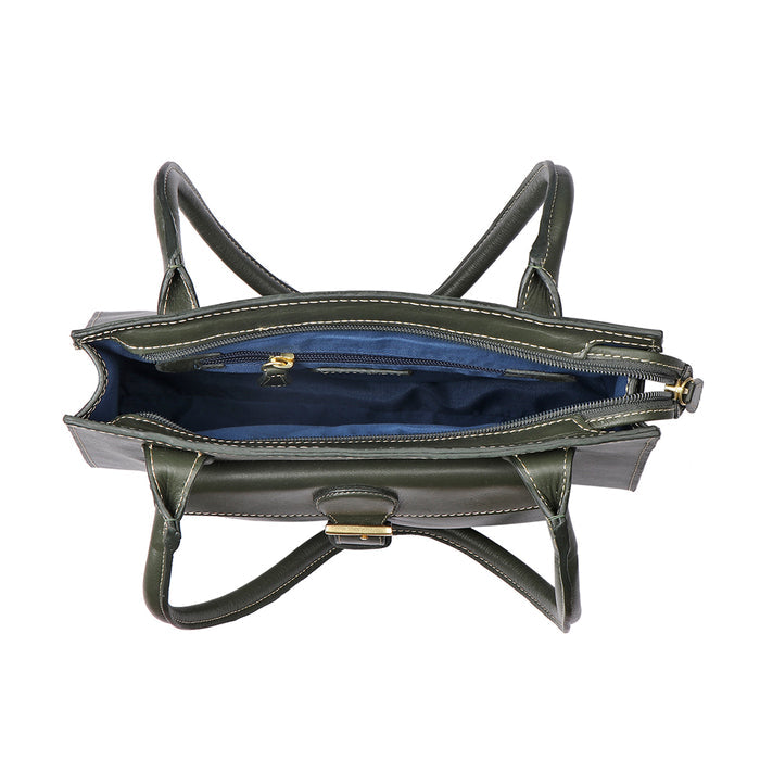 Malina 08 Green Leather Tote Bag