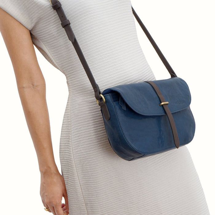 Malmo 01 Blue Leather Sling Bag
