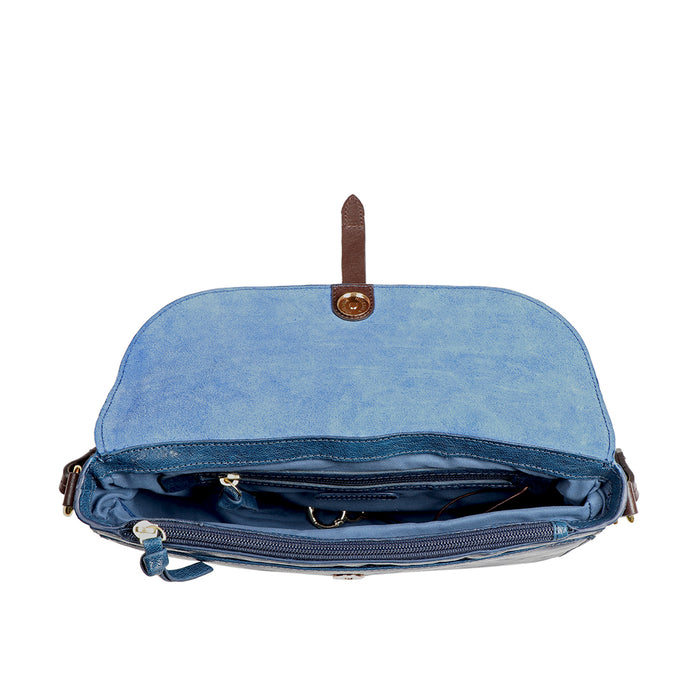 Malmo 01 Blue Leather Sling Bag