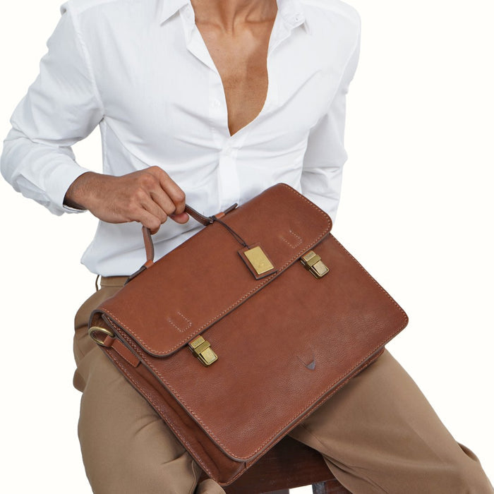 Malmo 03 Tan Leather  Briefcase