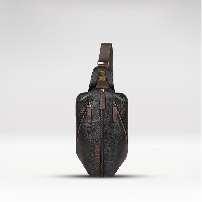Mandela 01 Black Leather  Crossbody