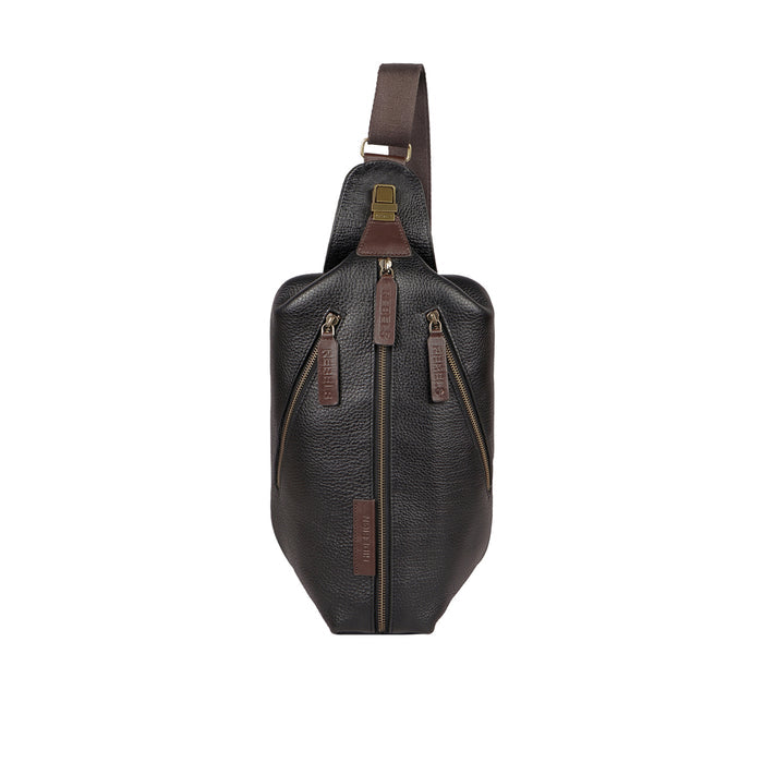 Mandela 01 Black Leather  Crossbody