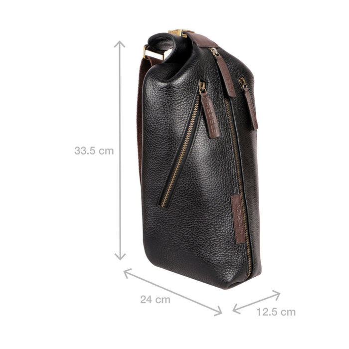 Mandela 01 Black Leather  Crossbody