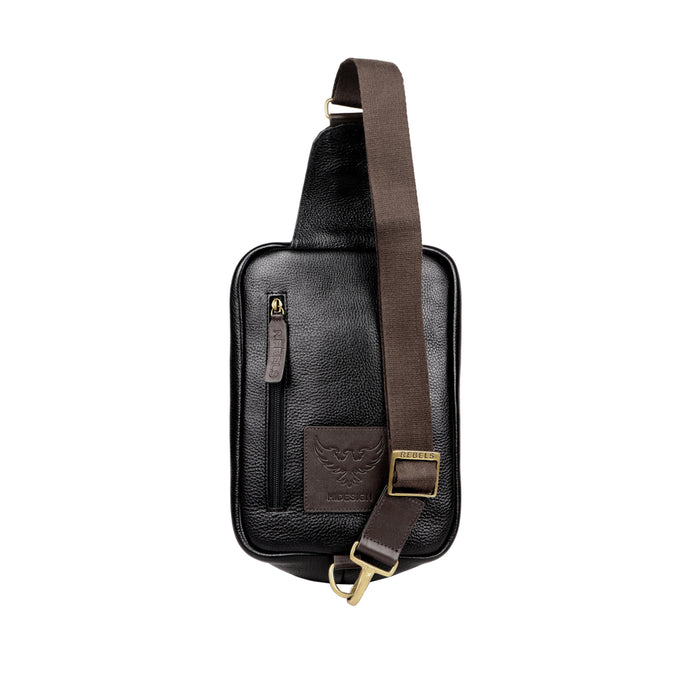 Mandela 01 Black Leather  Crossbody