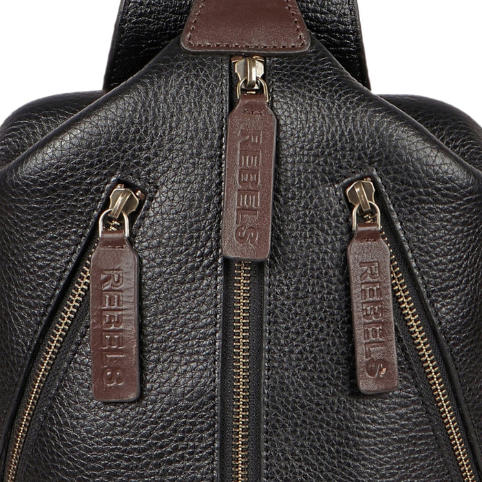 Mandela 01 Black Leather  Crossbody