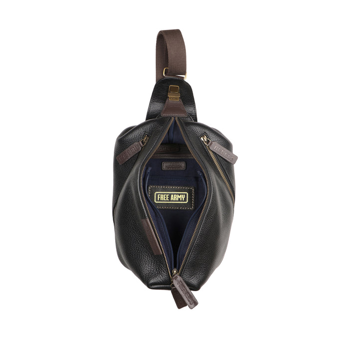 Mandela 01 Black Leather  Crossbody
