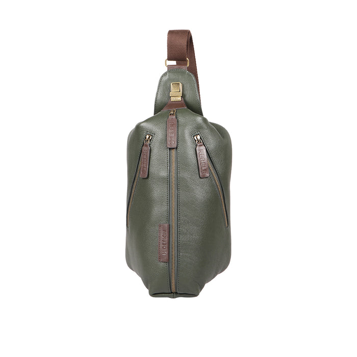 Mandela 01 Green Leather  Crossbody