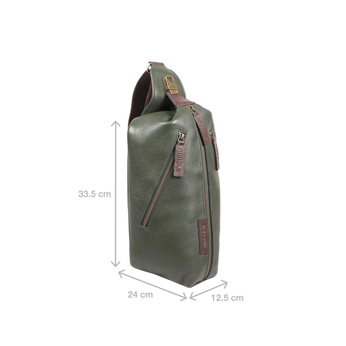 Mandela 01 Green Leather  Crossbody
