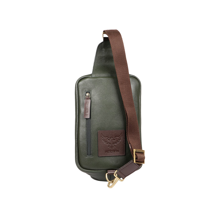 Mandela 01 Green Leather  Crossbody