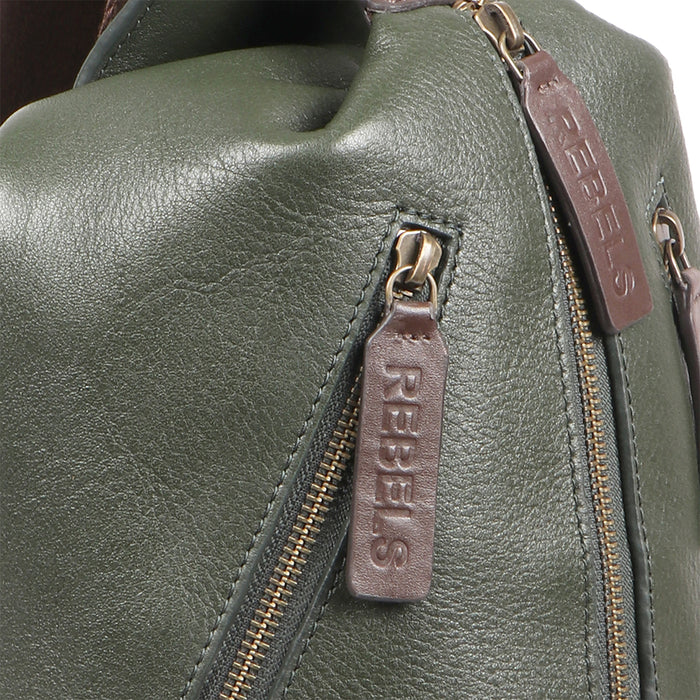 Mandela 01 Green Leather  Crossbody