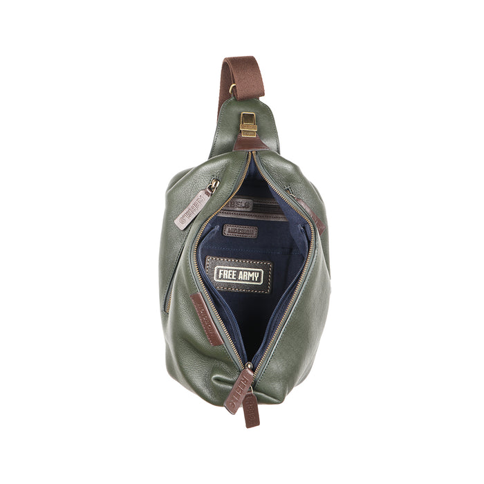Mandela 01 Green Leather  Crossbody