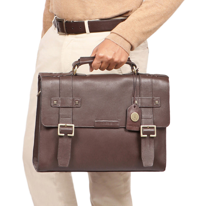 Mandela 02 Brown Leather  Messenger Bag