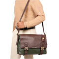 Mandela 03 Green Leather  Messenger Bag