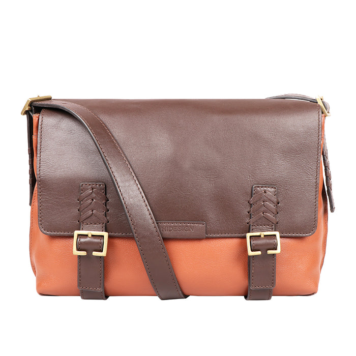 Mandela 03 Tan Leather  Messenger Bag