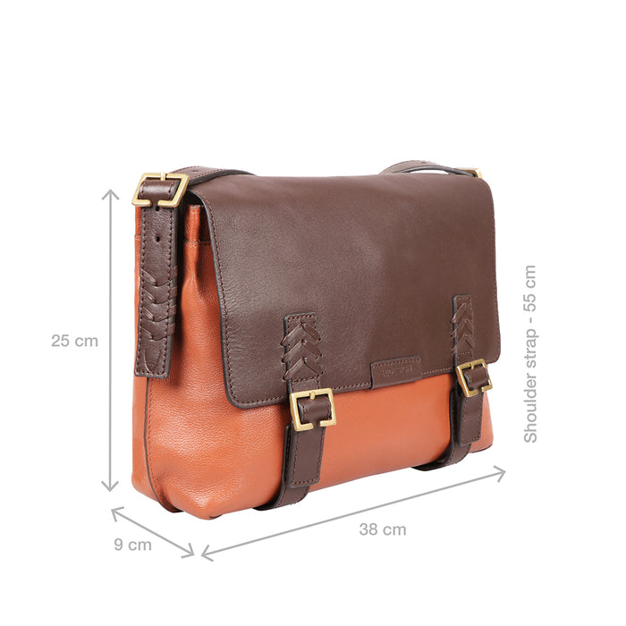 Mandela 03 Tan Leather  Messenger Bag