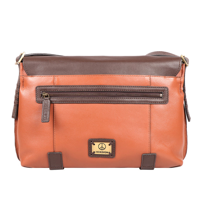 Mandela 03 Tan Leather  Messenger Bag