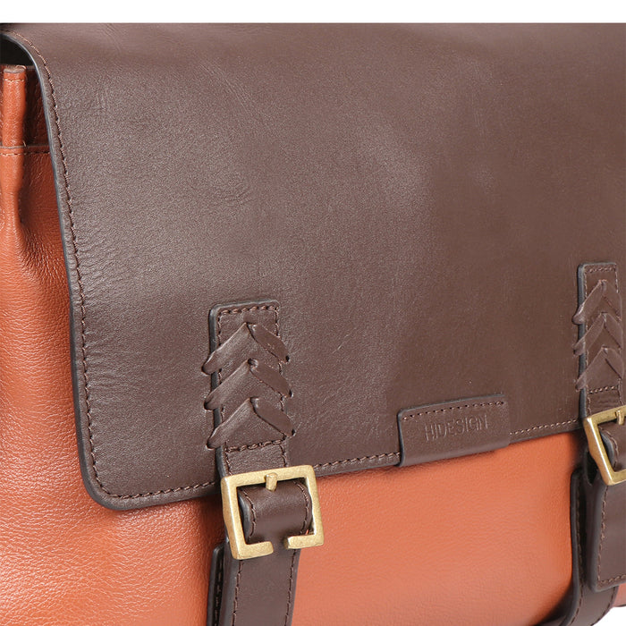 Mandela 03 Tan Leather  Messenger Bag