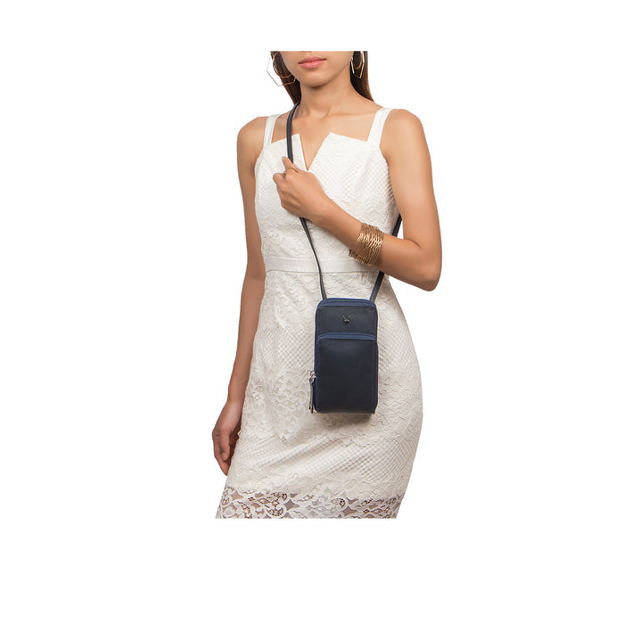 Mandy W3 Blue Leather Sling Wallet
