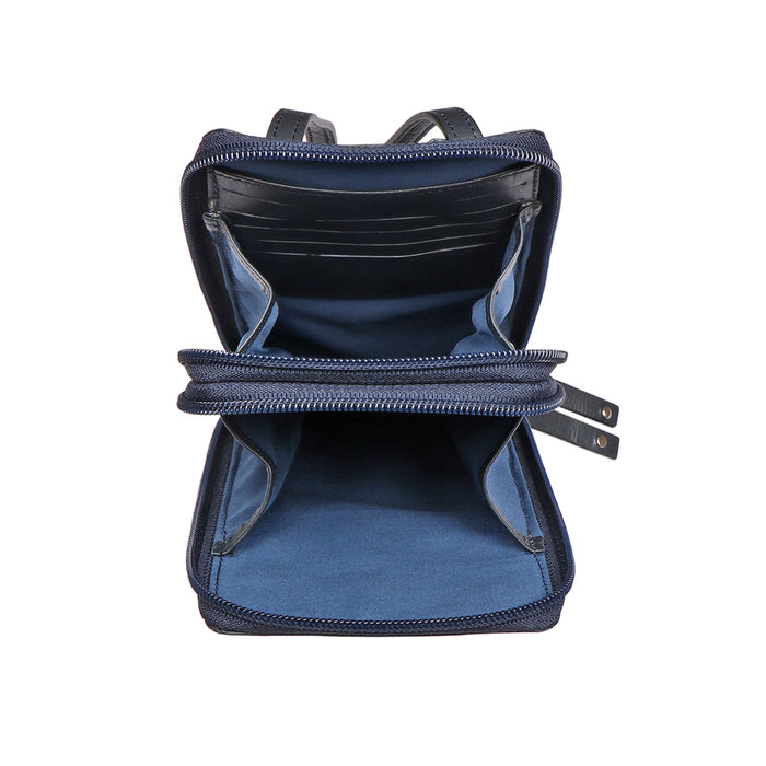 Mandy W3 Blue Leather Sling Wallet