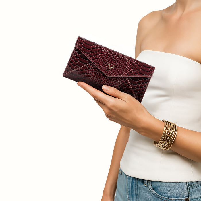 Mandy W5 Red Leather Clutch Wallet