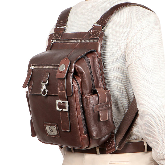 Mao 01 Brown Leather  Backpack