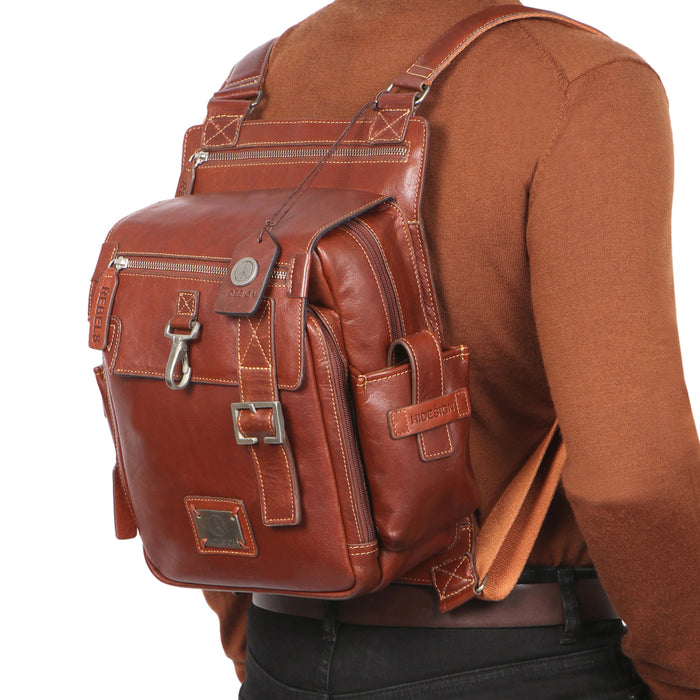 Mao 01 Tan Leather  Backpack