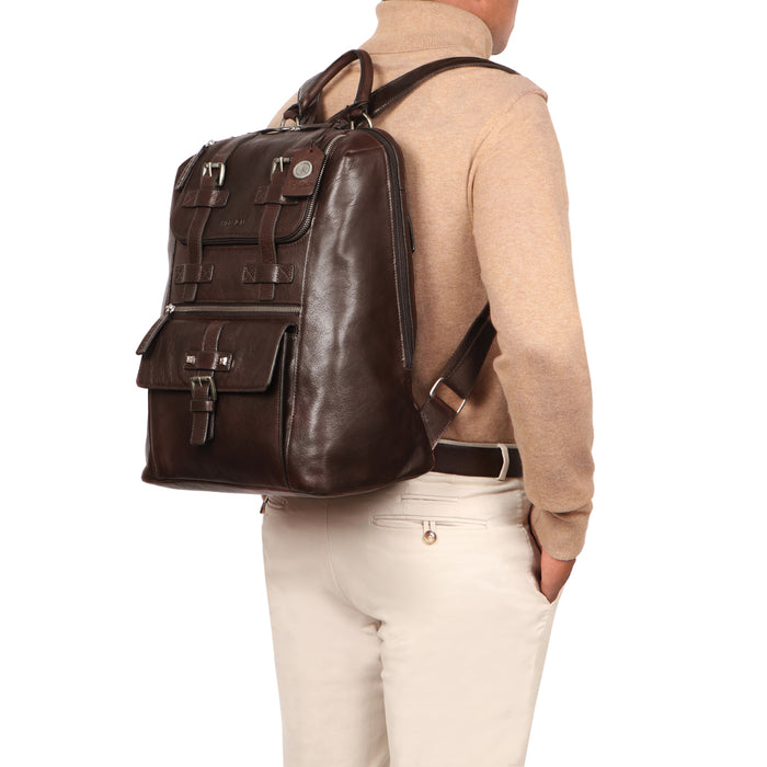 Mao 02 Brown Leather  Backpack
