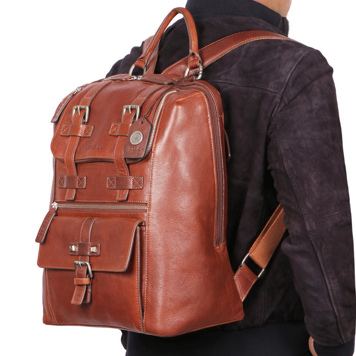 Mao 02 Tan Leather  Backpack