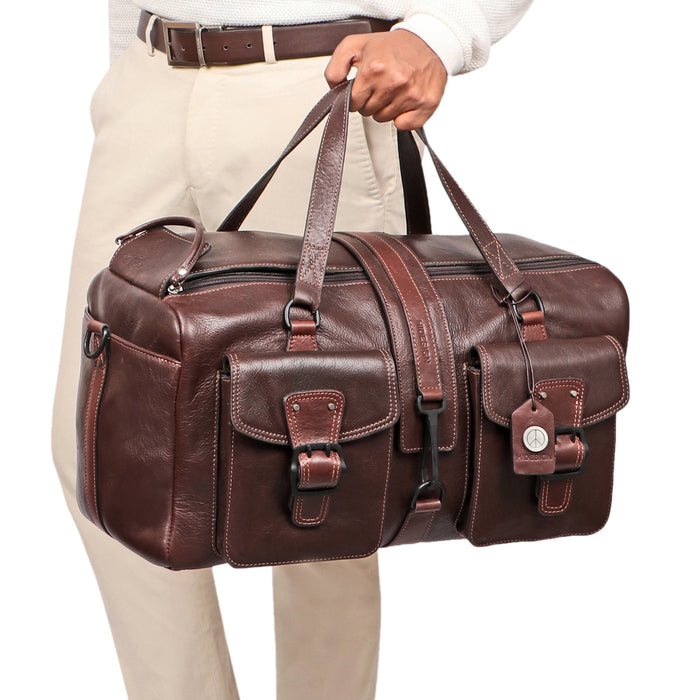 Mao 03 Brown Leather  Duffle Bag