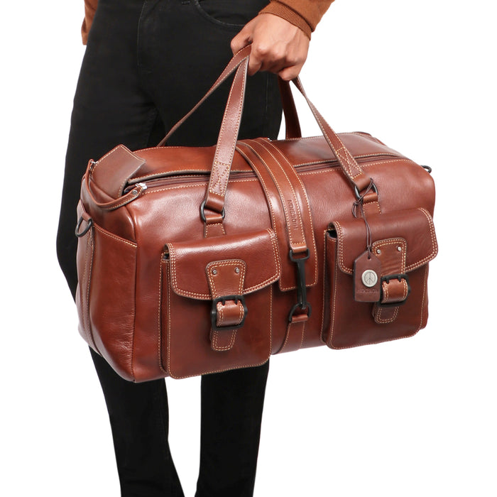 Mao 03 Tan Leather  Duffle Bag