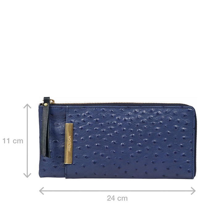 Maple W1 Sb Blue Leather Zip Around Wallet